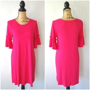 CUPIO Pop-over pink shift t-shirt dress ruffle